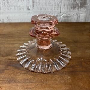 Vintage Pink Depression Glass Candle Stick